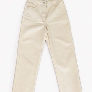 Aritzia Cream Straight Leg Vegan Leather Pants